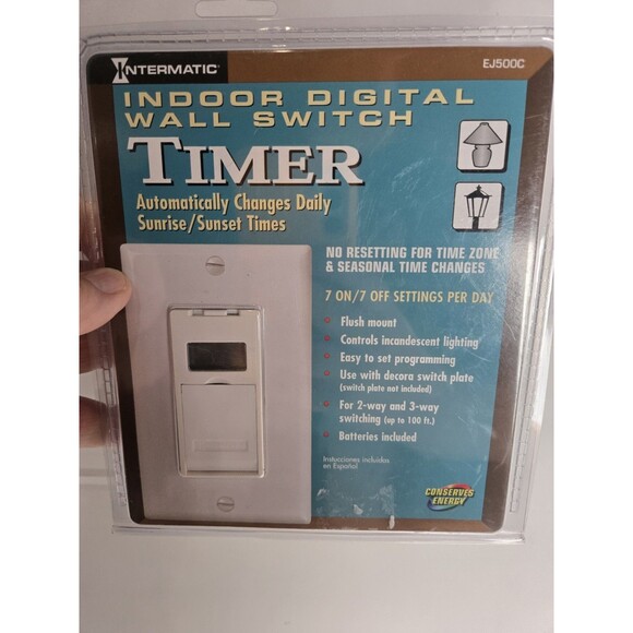 Intermatic Indoor Digital Wall Switch Timer EJ500C White Flush Mount New - Picture 2 of 4